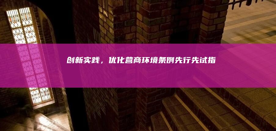 创新实践，优化营商环境条例先行先试指南